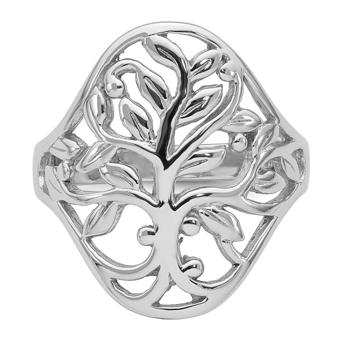 Exclusive Polished Fancy Tree Ring - Size 6 Rhodium-Plated Sterling Silver-4
