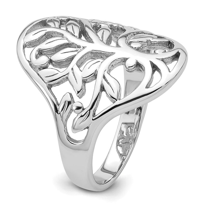 Buy Exclusive Polished Fancy Tree Ring - Size 8, Rhodium-Plated Silver-5