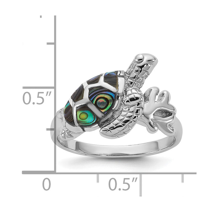 Buy Stylish Polished Abalone Sea Turtle Ring in Sterling Silver - Size 6-5