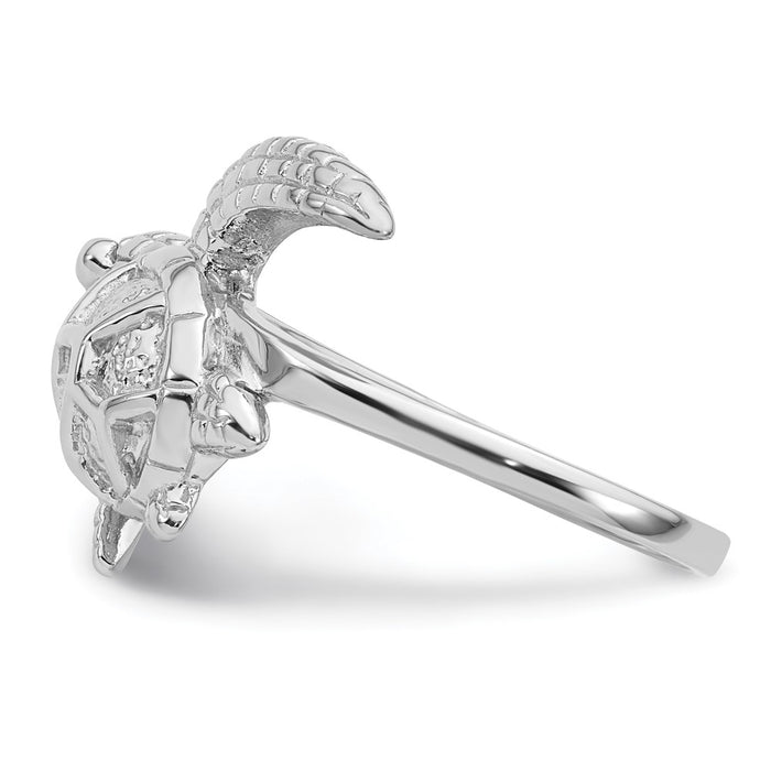 Shop Stylish Sea Turtle Ring in Rhodium-Plated Silver, Size 8 - Affordable Luxury-3