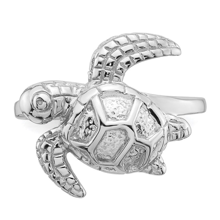 Shop Stylish Sea Turtle Ring in Rhodium-Plated Silver, Size 8 - Affordable Luxury-4