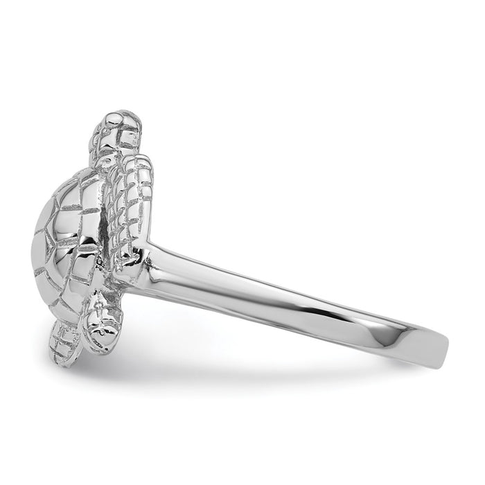 Exclusive Polished Sea Turtle Ring in Rhodium-Plated Silver, Size 6 - Stylish Value-3