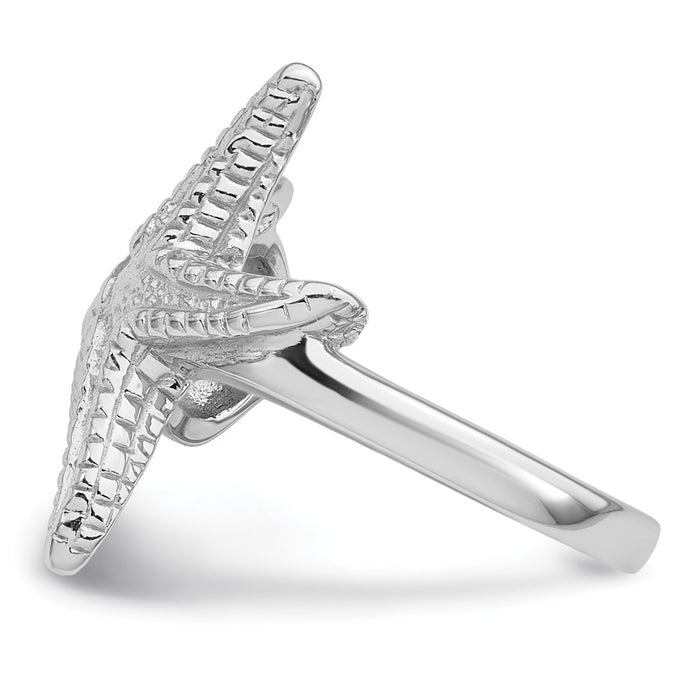 High-Quality Sea Shell Ring in Rhodium-Plated Sterling Silver - Size 8, Stylish Design-3