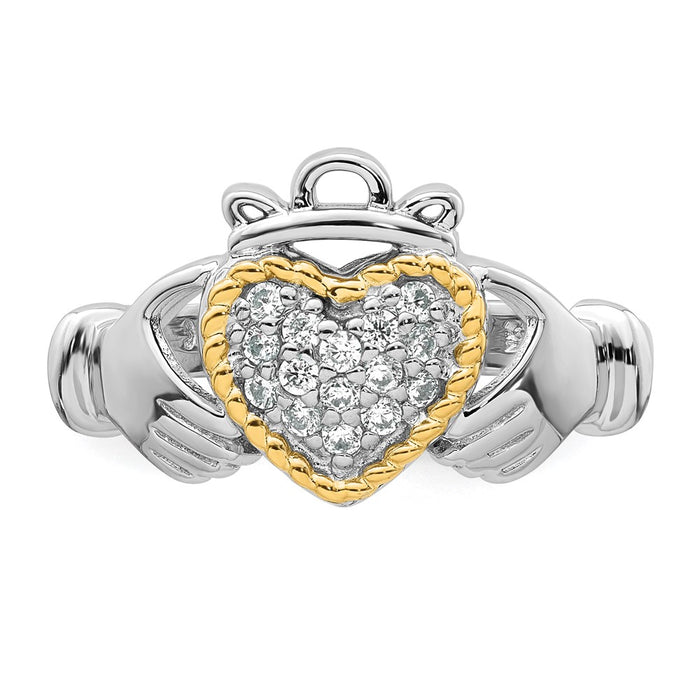 Exclusive 14K Gold Accent CZ Claddagh Ring - Size 8, Stylish & Affordable-4