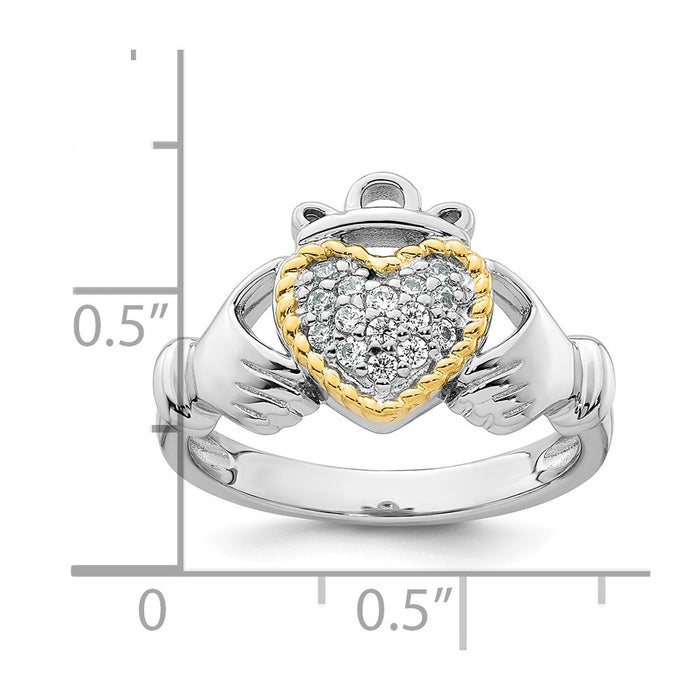 Exclusive 14K Gold Accent CZ Claddagh Ring - Size 8, Stylish & Affordable-5