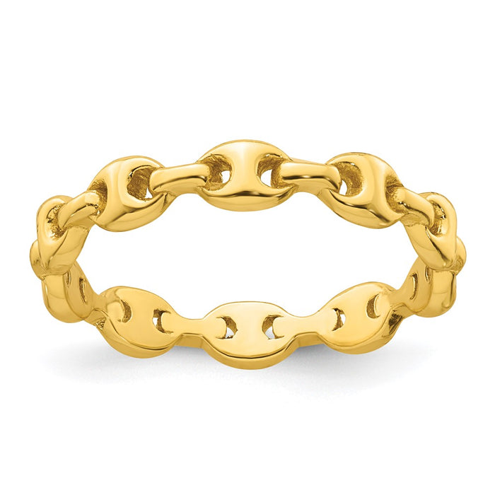 Buy Stylish Polished Gold-tone Sterling Silver Mariner Link Ring - Size 8-1
