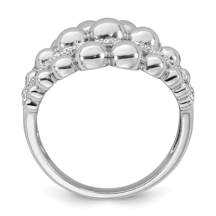 Buy Stylish Graduated Beaded CZ Ring in Rhodium-Plated Silver - Size 8-2