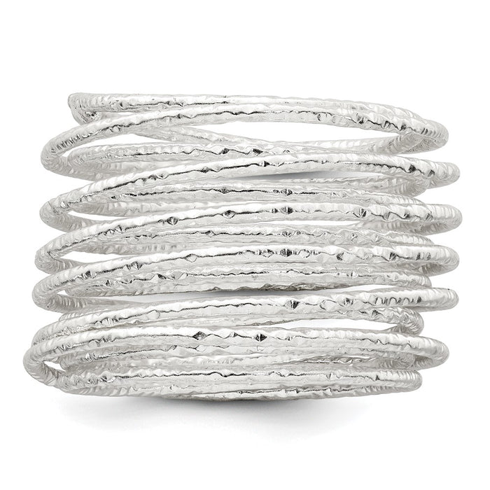 Shop Stylish Polished and Textured Sterling Silver Spring Ring - Size 7-3