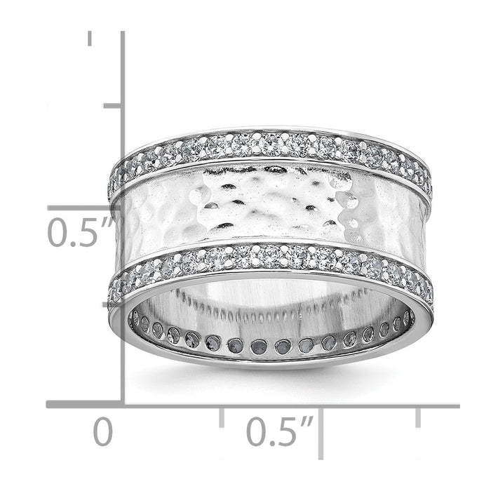 Buy Stylish 9.5mm CZ Band Ring - Rhodium-Plated Sterling Silver, Size 8-4