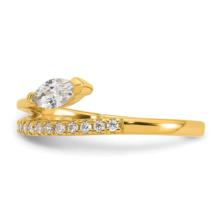 Exclusive 14K Gold-Plated CZ Ring, Stylish Marquise & Round Design, Size 6-3