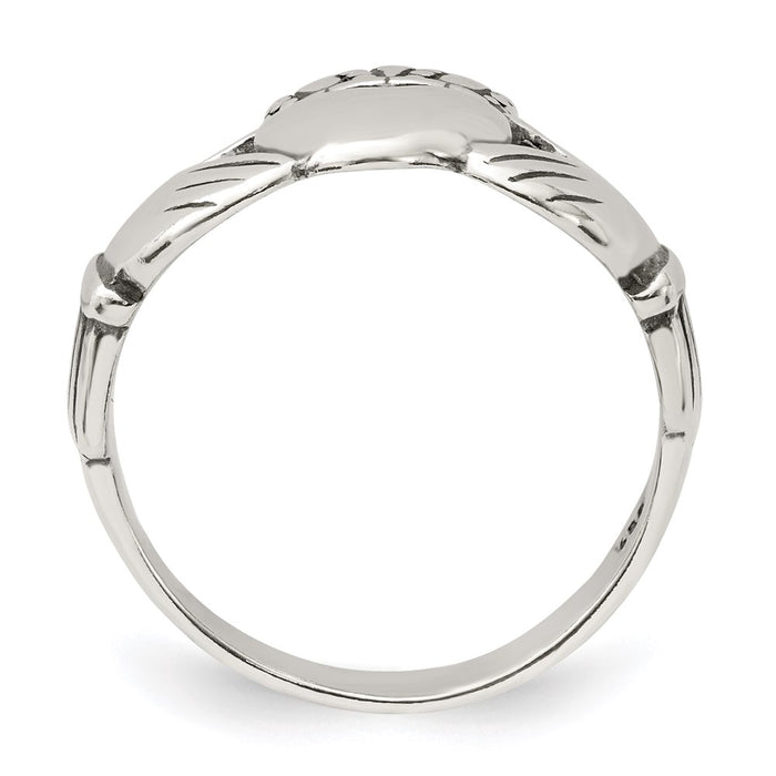 Buy Stylish Antiqued Sterling Silver Claddagh Ring - 14g, Size 7, Affordable Price-2