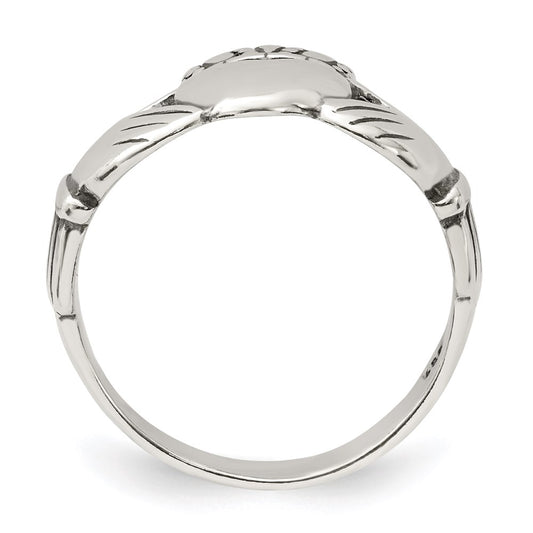 Buy Exclusive Antiqued Sterling Silver Claddagh Ring - Stylish 14G Design