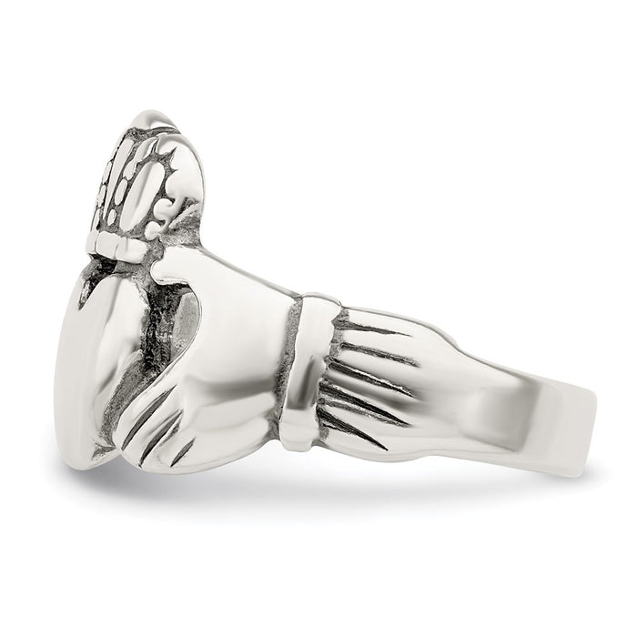 Buy Exclusive Antiqued Sterling Silver Claddagh Ring - Stylish 14G Design-3