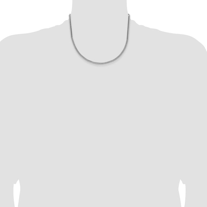 Buy Stylish Rhodium-Plated Sterling Silver 3.25mm Curb Chain - Affordable Luxury-4