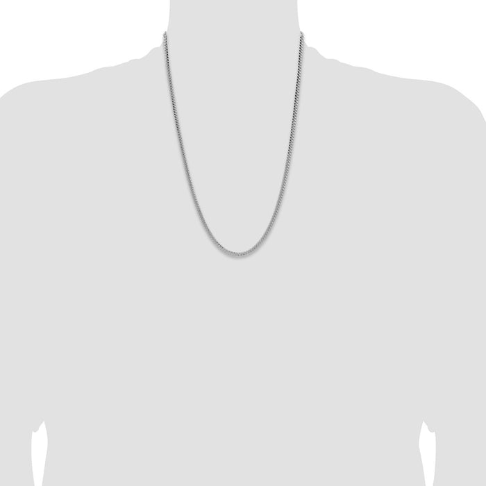 Buy Stylish Rhodium-Plated Sterling Silver 3.25mm Domed Curb Chain - Luxury Quality-4