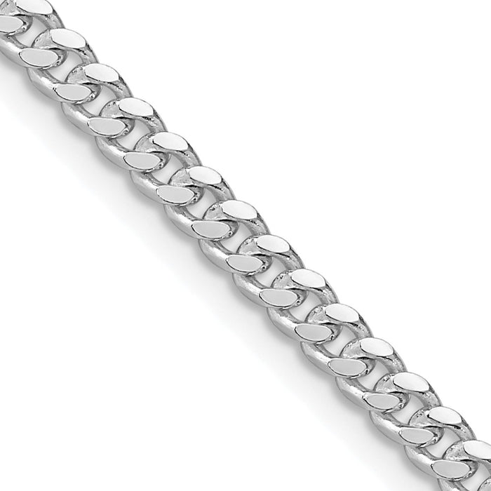 Buy Stylish Rhodium-Plated Sterling Silver 3.25mm Curb Chain - Affordable Luxury-1