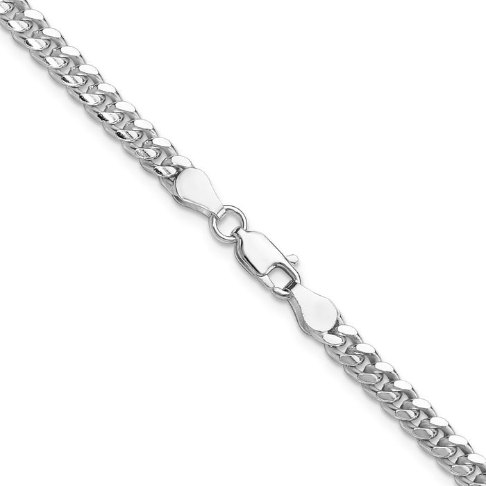 Exclusive 4mm Rhodium-Plated Sterling Silver Curb Chain - Stylish & Durable-3