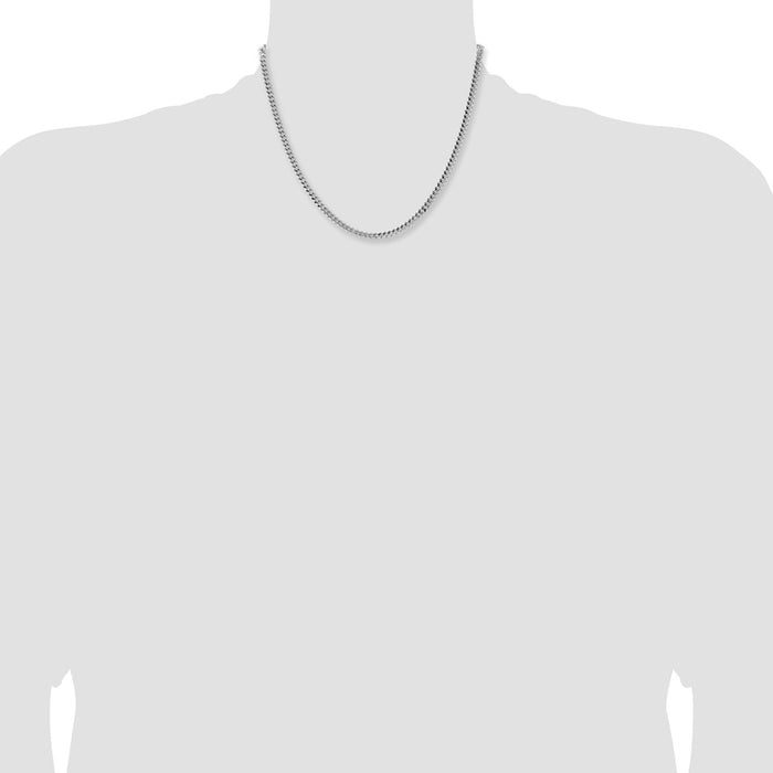 High-Quality Rhodium-Plated Sterling Silver 4mm Curb Chain - Stylish Value!-4