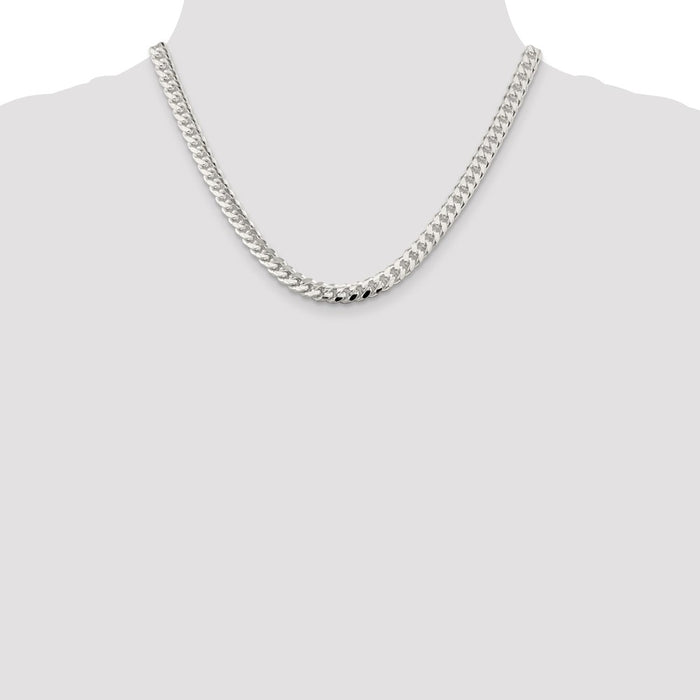 Exclusive 7mm Sterling Silver Domed Curb Chain - Stylish Side D/C Design-4