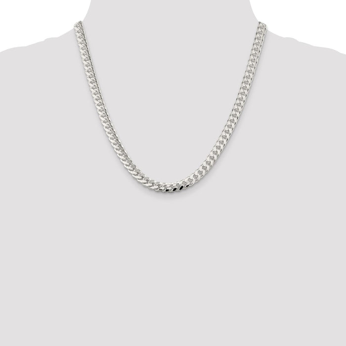 Buy Stylish 7mm Sterling Silver Domed Curb Chain with Side D/C Design-4