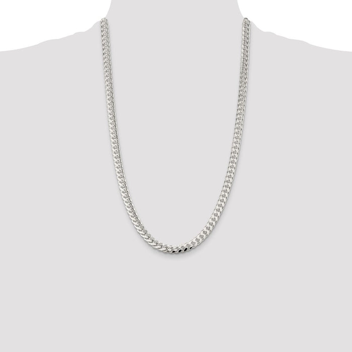 Buy Stylish 7mm Sterling Silver Domed Curb Chain with Side D/C Design-4