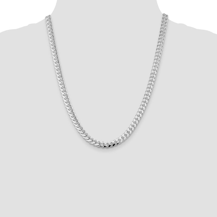 Buy Stylish Rhodium-Plated Sterling Silver 7mm Domed Curb Chain | Affordable Luxury-4