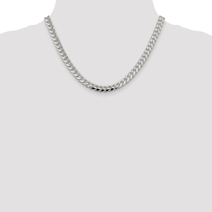 Buy Exclusive 7.35mm Sterling Silver Domed Curb Chain - Stylish Side Detailing-4