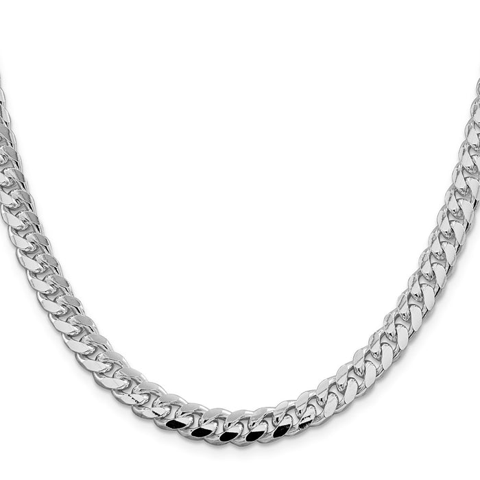 High-Quality Rhodium-Plated Sterling Silver 7.35mm Curb Chain - Stylish Design-2