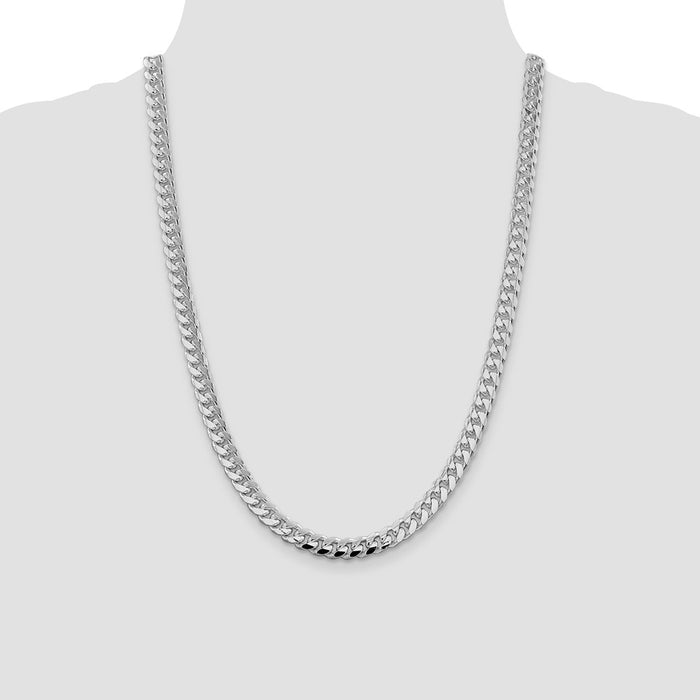 High-Quality Rhodium-Plated Sterling Silver 7.35mm Curb Chain - Stylish Design-4