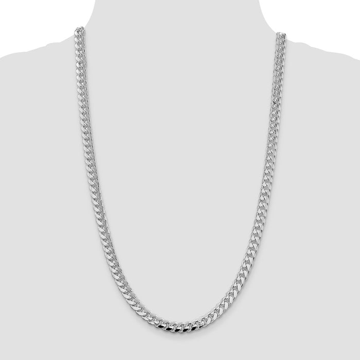 Buy Stylish Rhodium-Plated Sterling Silver 7.35mm Domed Curb Chain-4