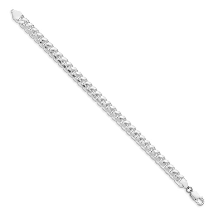 Buy Stylish Rhodium-Plated Sterling Silver 7.35mm Domed Curb Chain-2