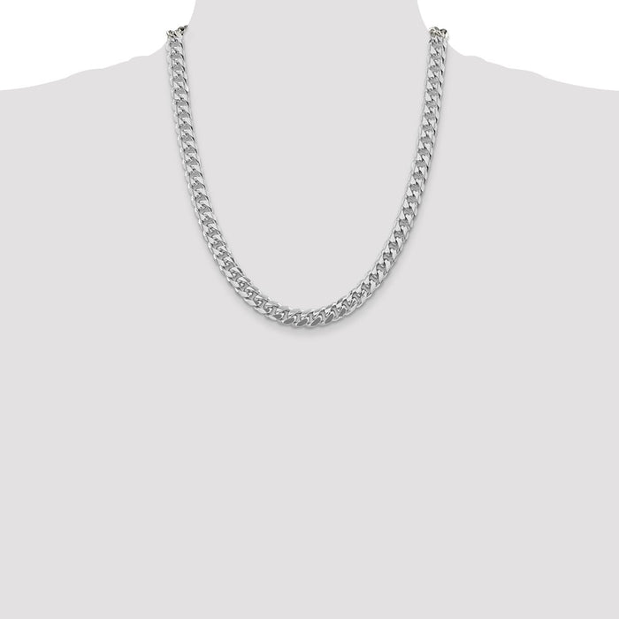 Buy Exclusive 8.5mm Rhodium-Plated Sterling Silver Curb Chain - Stylish Design!-4