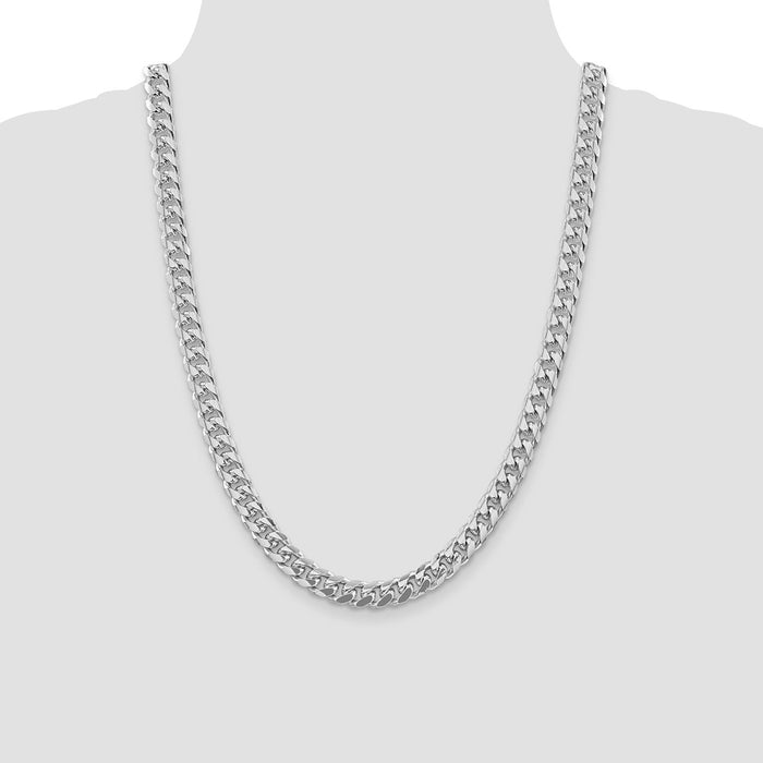 High-Quality Rhodium-Plated Sterling Silver 8.5mm Curb Chain - Stylish Value!-4