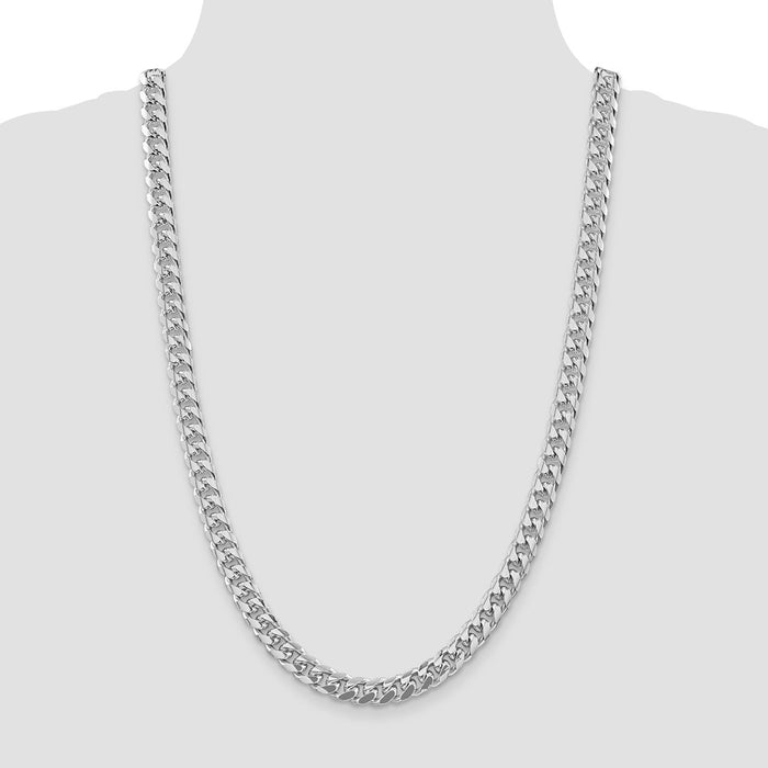 Buy Exclusive Rhodium-Plated Sterling Silver 8.5mm Domed Curb Chain - Stylish!-4