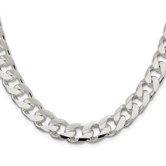 Buy Stylish 11mm Rhodium-Plated Sterling Silver Pendant & Curb Chain Set-2