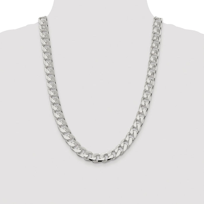 Buy Stylish 11mm Rhodium-Plated Sterling Silver Pendant & Curb Chain Set-4