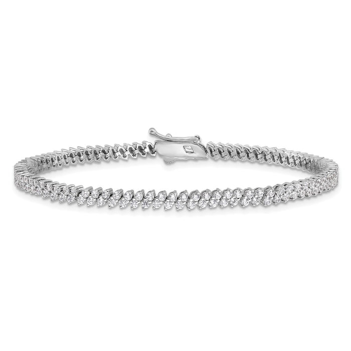 Exclusive Rhodium-Plated Sterling Silver Bracelet - 7" with 174 CZ Stones-3