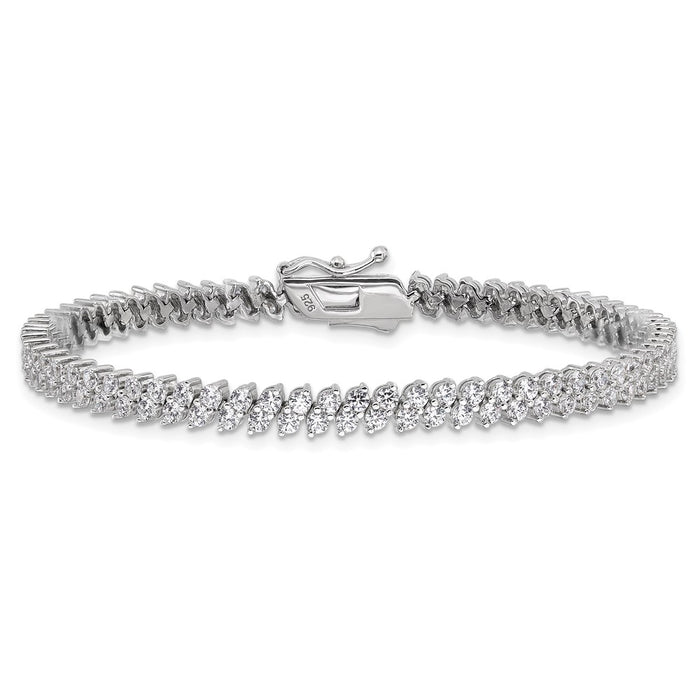 High-Quality Sterling Shimmer Bracelet - 7" Rhodium-Plated, 138 CZ Stones, Stylish Value-3