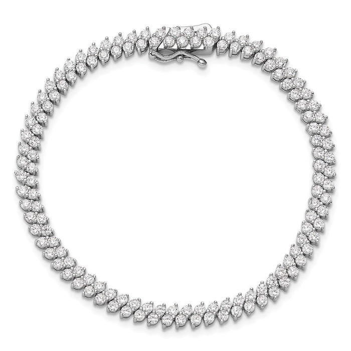 High-Quality Sterling Shimmer Bracelet - 7" Rhodium-Plated, 138 CZ Stones, Stylish Value-4