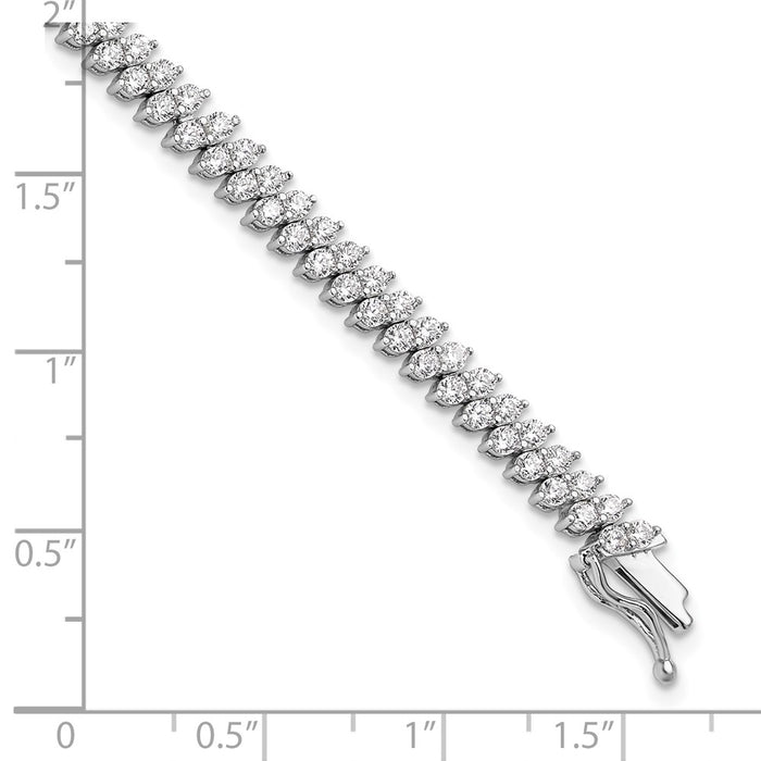 High-Quality Sterling Shimmer Bracelet - 7" Rhodium-Plated, 138 CZ Stones, Stylish Value-5