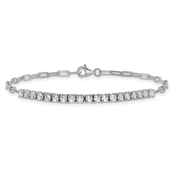 Shop Stylish 19-Stone Rhodium-Plated Sterling Silver Bracelet - 7-Inch Value!-3