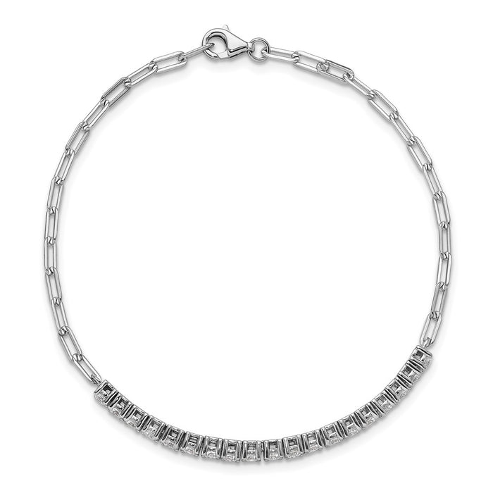 Shop Stylish 19-Stone Rhodium-Plated Sterling Silver Bracelet - 7-Inch Value!-4