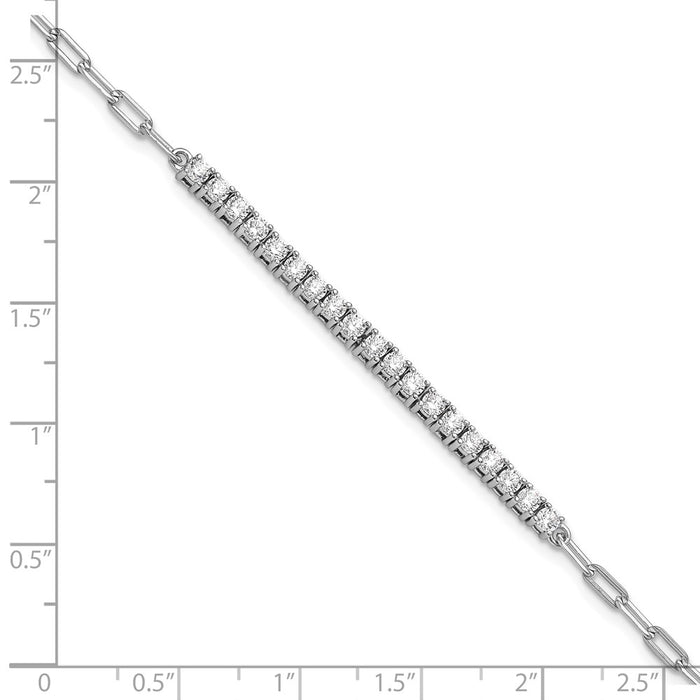 Shop Stylish 19-Stone Rhodium-Plated Sterling Silver Bracelet - 7-Inch Value!-5