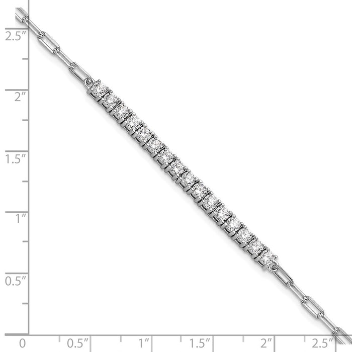 Shop Stylish 7-Inch Rhodium-Plated Sterling Silver Bracelet with 16 CZ Stones-5