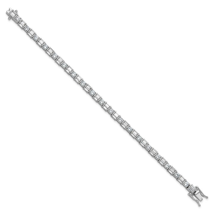 Shop Stylish Rhodium-Plated Sterling Silver Bracelet - 7.25", 59 CZ Stones-2
