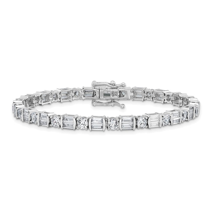 Shop Stylish Rhodium-Plated Sterling Silver Bracelet - 7.25", 59 CZ Stones-3