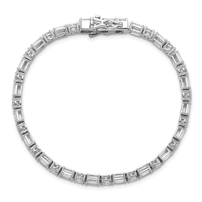 Shop Stylish Rhodium-Plated Sterling Silver Bracelet - 7.25", 59 CZ Stones-4