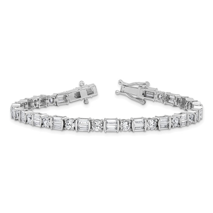 Shop Stylish Rhodium-Plated Sterling Silver Bracelet - 7.25", 59 CZ Stones-5