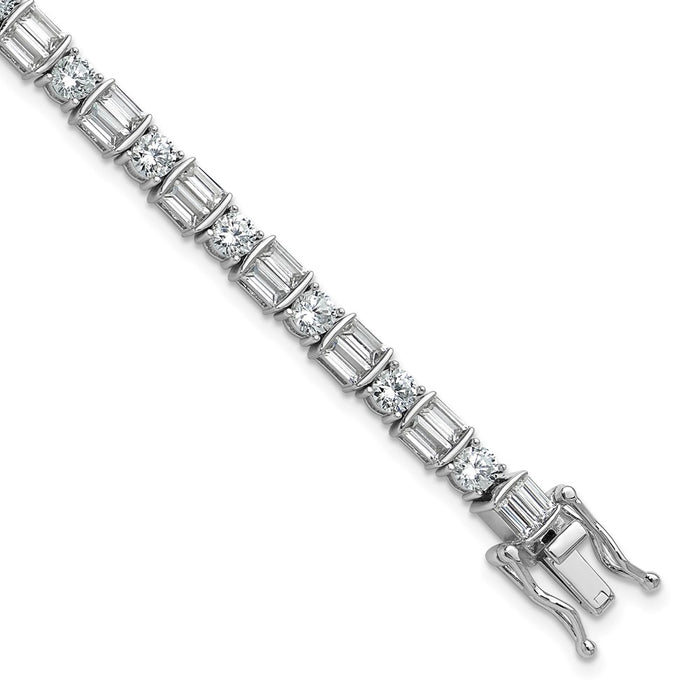 Shop Stylish Rhodium-Plated Sterling Silver Bracelet - 7.25", 59 CZ Stones-1
