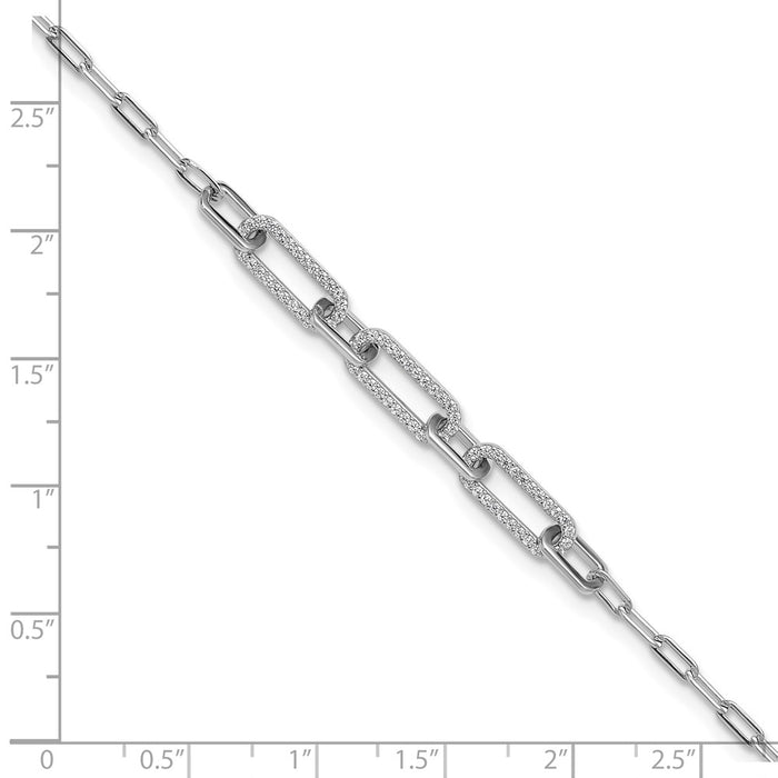 Shop Stylish 1mm CZ Paper Clip Bracelet - 7 Inch Rhodium-Plated Sterling Silver-5